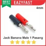Banana Socket Jack Male Terminal 1 Pasang Connector M6 Hitam Merah