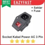 Socket Kabel Power AC 3 Lubang Pin Fuse Switch Saklar PSU Komputer PC