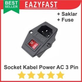 Socket Kabel Power AC 3 Lubang Pin Fuse Switch Saklar PSU Komputer PC