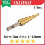 Mata Bor Step Drill Bits Multi Sze 4-12mm HSS Pagoda Kerucut Cone 5in1