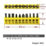 Mata Kepala Bor Obeng Hex Shank Set 10 Pcs Cordless Screwdriver Bit - Image 3
