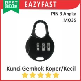 Kunci Gembok Kecil Resleting Tas Koper MO35 Seleting 3 Pin Kombinasi Angka Digit Travel Case Lock