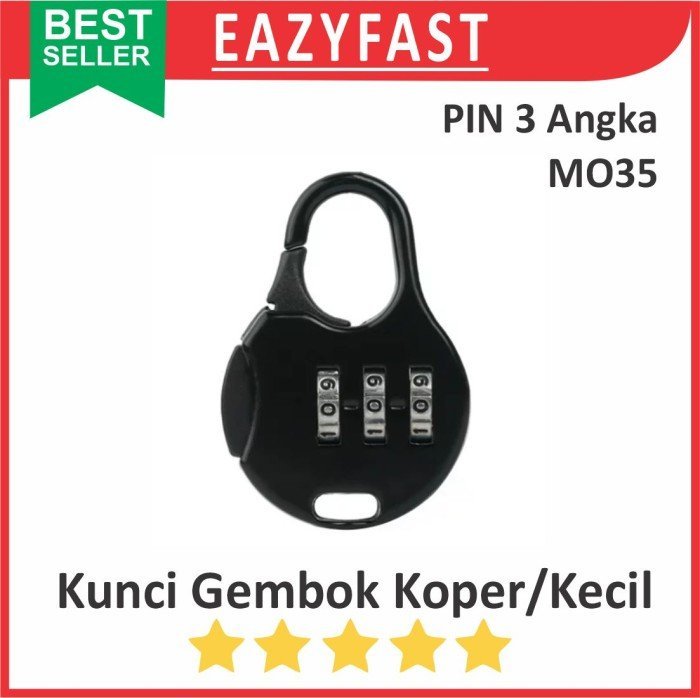 ginee_20241213092158675_2060634615.jpeg Kunci Gembok Kecil Resleting Tas Koper MO35 Seleting 3 Pin Kombinasi Angka Digit Travel Case Lock - Image 1