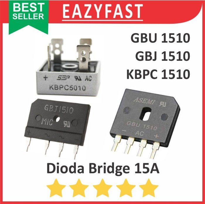 ginee_20241213093536499_2101842924.jpeg Dioda Kiprok Bridge 15A 15 A Ampere Diode Rectifier GBU1510 GBJ1510 KBPC1510 Jembatan Penyearah AC DC Sisir Meja Kotak KBU KBP KBJ KBL GBU GBJ KBPC 1510 - Image 1
