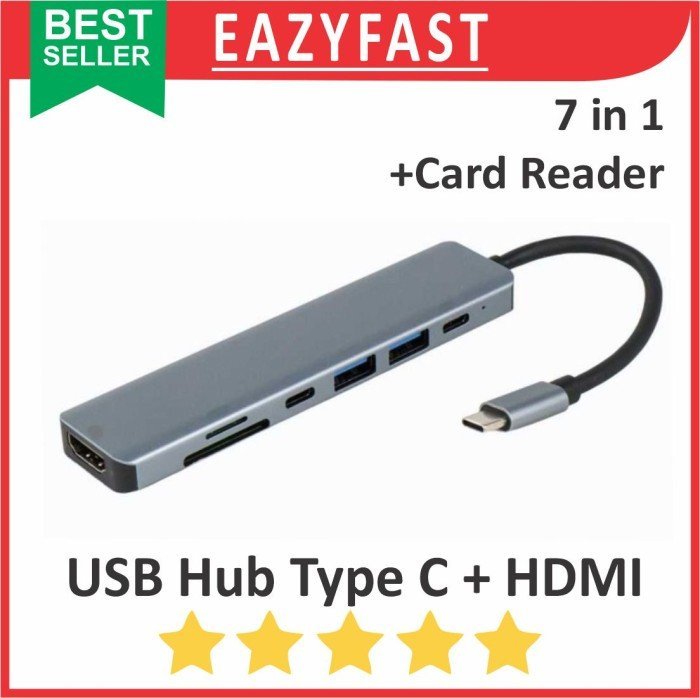 ginee_20241213104032111_4173692938.jpeg Converter Adapter USB OTG HUB Type C to HDMI Card Reader Micro SD Data Fast Charge PD Cable Kabel Konverter Universal - Image 1