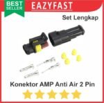 Konektor AMP 2p 2 Pin Kaki Waterproof Connector Anti Air Socket Kabel