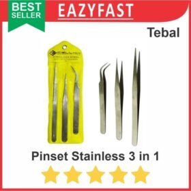 Pinset Set isi 3 Fungsi Tajam Bengkok Lurus Tebal