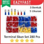 Skun Kabel Terminal Listrik O Y Set 280 Pcs Sekun Ring Bulat Garpu Baut Insulated Cover Vinyl Fork Cable Lug