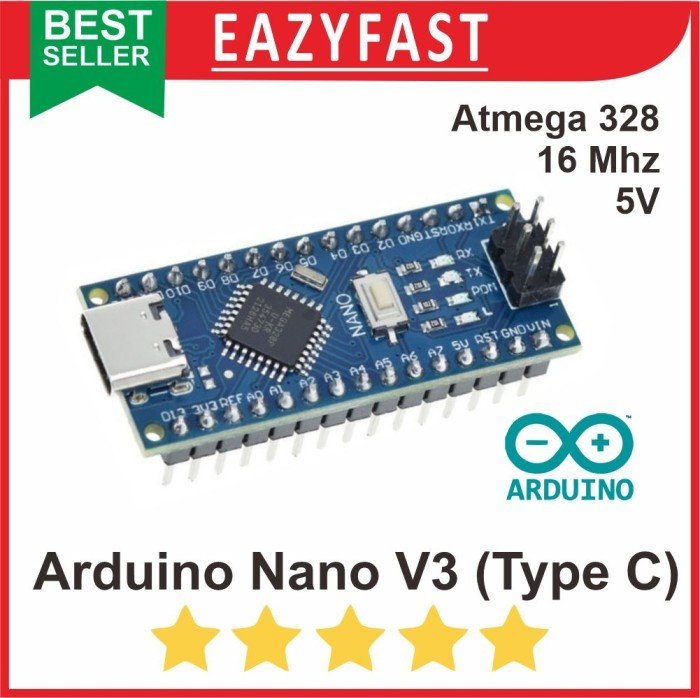 ginee_20241227155511502_6873189562.jpeg Arduino Nano V3 USB Type C 5V 16Mhz CH340 CH 340 Atmega328 328p 328 p - Image 1