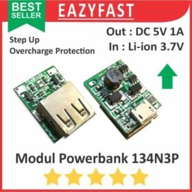 Modul Step Up Mesin Powerbank USB 134N3P Hijau 5V 1A DIY PB Power Bank Module Lithium 18650 Overcharge Protection Auto Cut Off Protect Board Green
