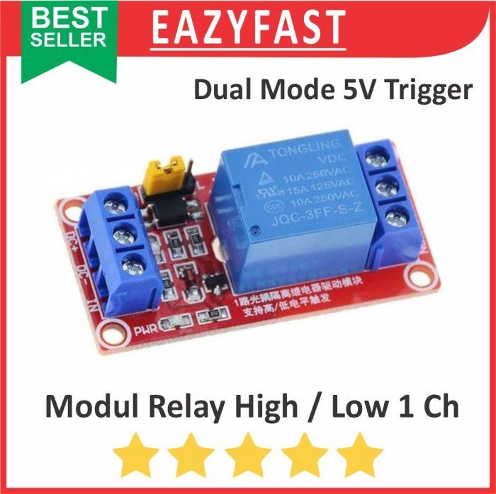 ginee_20241227165345618_5732984625.jpeg Modul Relay Active Aktif High Low Level Trigger 1Ch 1 Ch Chanel Channel 5 V Volt 5V Module Red Board Merah SPDT Arduino Compatible Opto Isolation - Image 1