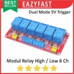 Modul Relay Active Aktif High Low Level Trigger 6Ch 6 Ch Chanel Channel 5 V Volt 5V Module Red Board Merah SPDT Arduino Compatible Opto Isolation