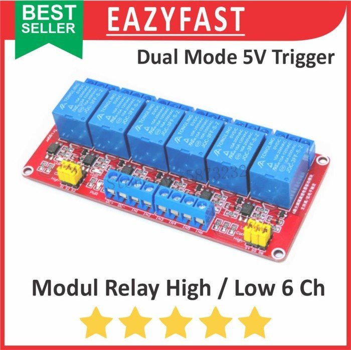 ginee_20241227165731630_0210993297.jpeg Modul Relay Active Aktif High Low Level Trigger 6Ch 6 Ch Chanel Channel 5 V Volt 5V Module Red Board Merah SPDT Arduino Compatible Opto Isolation - Image 1