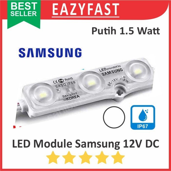 ginee_20250128160755967_0675309298.jpeg Lampu Modul LED Strip Module Samsung 3 Titik Mata Lensa Putih 12V 12 V Volt DC Korea Motor Mobil - Image 1