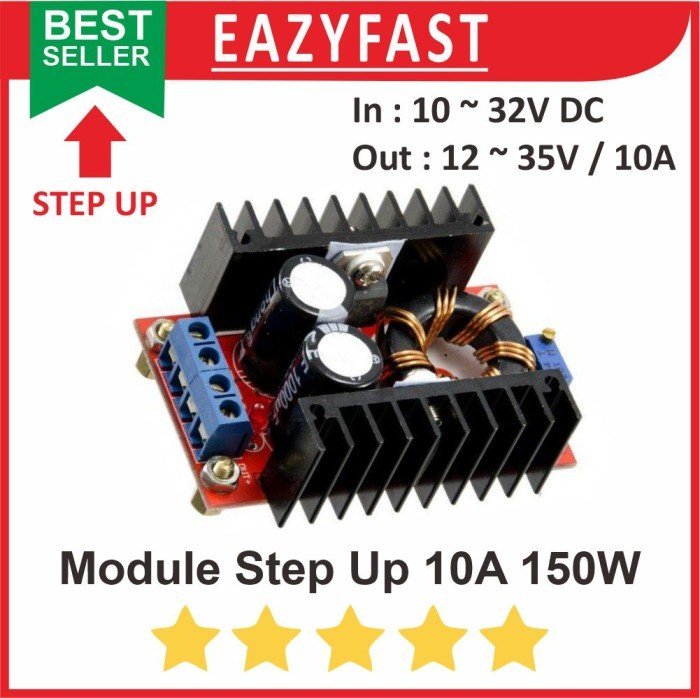 ginee_20250129155349130_2712511733.jpeg Step Up 10A 150W Module Modul DC Adjustable Power Boost Regulator - Image 1