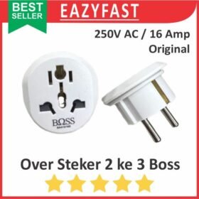 Over Steker AC Boss 2 ke to 3 Adapter Converter Sambungan Konverter