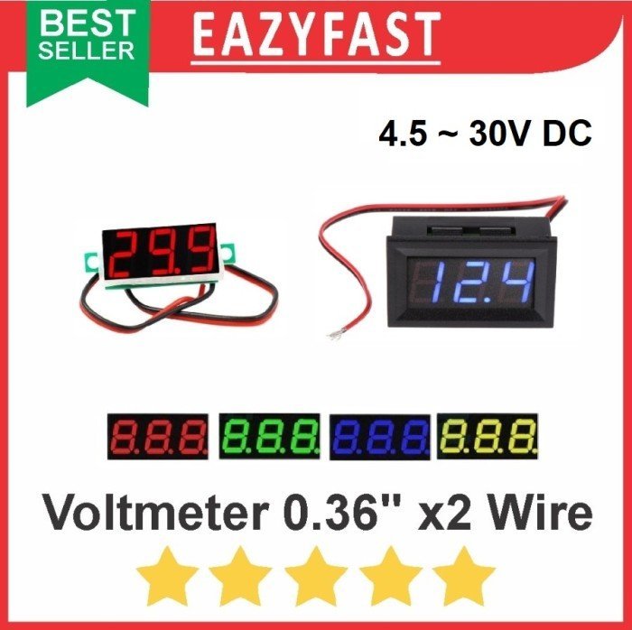 ginee_20250205144642053_4773322284.jpeg Voltmeter Digital DC 0.36" Inch 2 Kabel Wire Volt Meter Kecil Mini - Image 1