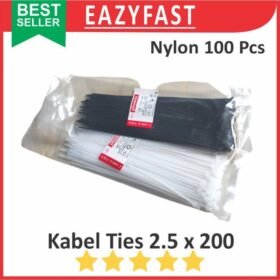 Cable Ties 2.5x200 Hitam Putih Kabel Tis 2.5 x 200 mm Klip Tali Nylon Tie Lock Pack 200mm 20cm 20 cm