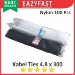 Cable Ties 4.8x300 Hitam Putih Kabel Tis 4.8 x 300 mm Klip Tali Nylon Tie Lock Pack 300mm 30cm 30 cm