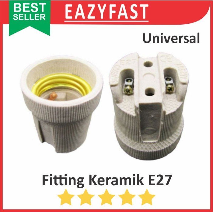 ginee_20250318111803987_9099449551.jpeg Fitting Keramik Lampu E27 Ceramic Fiting Piting Kaca Downlight Socket Soket Cop Kap Colok Colokan - Image 1