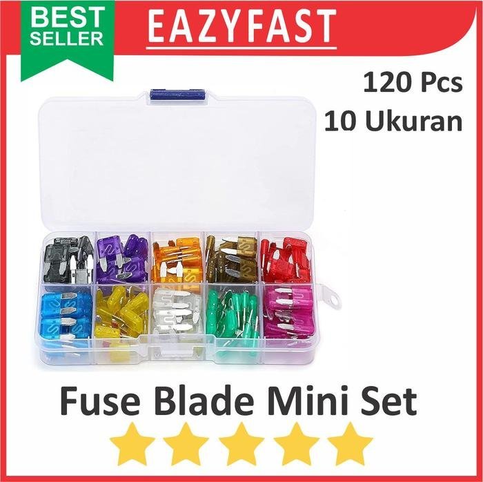 ginee_20250709115152748_8034198905.jpeg Fuse Blade Mini Set 120 Pcs Sekring Tancap Motor Kecil Kit Box Paket - Image 1