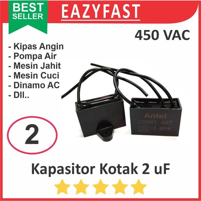 ginee_20250812124624205_4665941950.jpeg Kapasitor Kotak 2uF 2 uF Dinamo Motor AC PLN Induksi Kipas Angin Fan Capacitor 450VAC 450 VAC V AC - Image 1