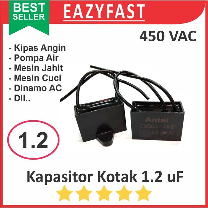 ginee_20250814115842721_0990425888.jpeg Kapasitor Kotak 1.2uF 1.2 uF Dinamo Motor AC PLN Induksi Kipas Angin Fan Capacitor 450VAC 450 VAC V AC - Image 1