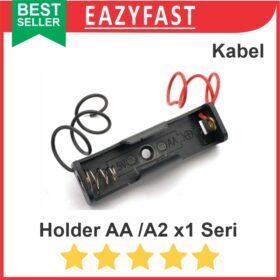 Case Kotak Rumah Tempat Dudukan Baterai AA A2 Isi 1 Port x1 1x Seri Kabel Casing Battery Holder 1.5V 1.5 V Volt
