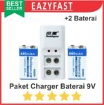 Paket Charger Baterai Kotak 9V 9 V Volt Rechargable 2 Space Baterai 2x