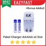 Paket Charger Baterai AA / AAA 2 + Bonus Baterai Charge AAA 2 Pcs