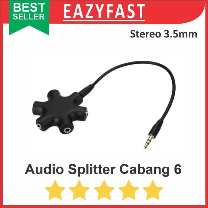 ginee_20250923100345739_8062594890.jpeg Jack Audio Splitter 3.5mm Cabang 6 Port Way Aux Female Share Split - Image 1