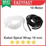 Cable Kabel Spiral 15mm Selang Gulung Pelindung Wrap Band Hitam Putih