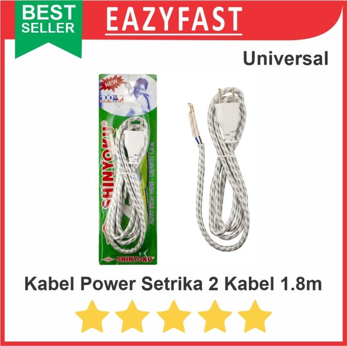 ginee_20250923164408961_5836085076.jpg Kabel Power Setrika 2 Kabel Skun Braided Serat Kain AC Magic Com Jar - Image 1