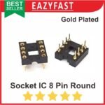 Socket IC 8P 8 P Pin Kaki DIP Round Swiss Gold Soket Dudukan Adapter