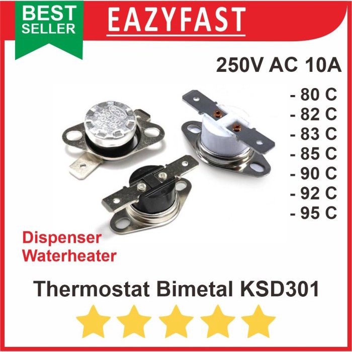ginee_20250930165248535_7640979166.jpeg Thermostat Bimetal KSD301 AC 10A 80 85 90 95 Thermo Fuse KSD 301 302 - Image 1