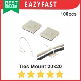 Tie Mount 20x20 Dudukan Tali Kabel Cable Ties Clip Mounting Tempel