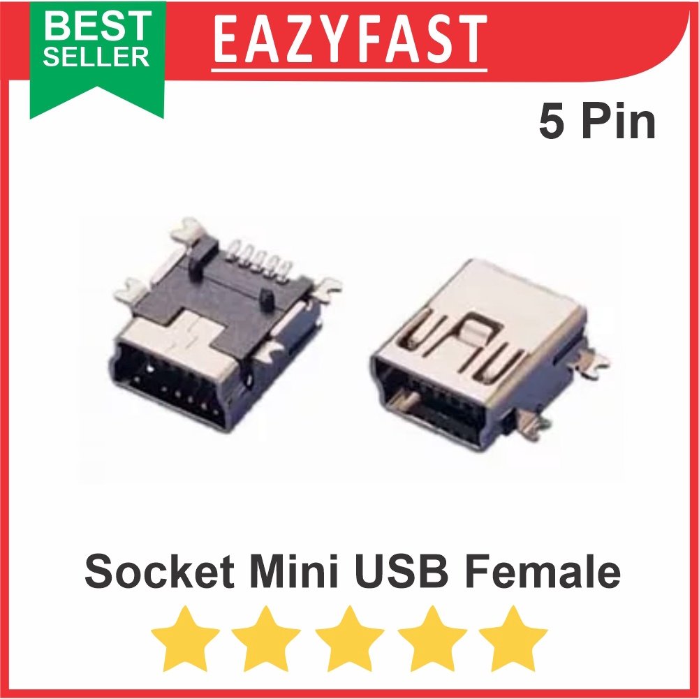 ginee_20251002110057210_9338594613.jpeg Mini USB Socket Connector female Konektor betina 5 pin PCB 5p - Image 1