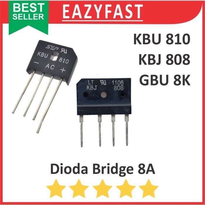 ginee_20251003121621950_6761995263.jpeg Dioda Kiprok Bridge 8A 8 A Ampere Diode Rectifier KBU810 KBJ808 GBU8K Jembatan Penyearah AC DC Sisir Meja Kotak KBU KBP KBJ KBL GBU GBJ KBPC 806 807 808 810 - Image 1