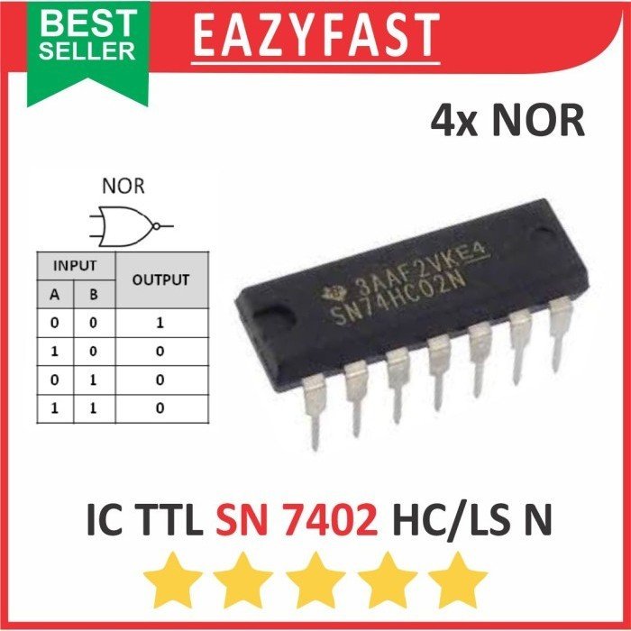ginee_20251003123053063_3733167372.jpeg IC TTL SN 7402 N HC LS DIP Gerbang Logika NOR Logic Gate SN74HC02 SN74LS02 SN74HC02N SN74LS02N 74HC02 74LS02 - Image 1