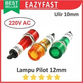 Lampu Pilot Lamp 220V AC 220 Volt Box Panel PLN Case Casing Indikator 12 10 mm 12mm 10mm M10 Sedang