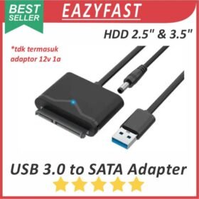 Converter USB 3.0 to SATA Adapter Reader HDD SSD Laptop Komputer 2.5 3.5 Inch External Power Port 12V DC