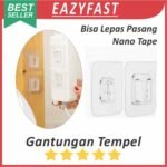 Gantungan Hook Lepas Pasang Tempel Tembok Dinding Double Nano Tape Hanger Kait Gantungan Terminal Rak