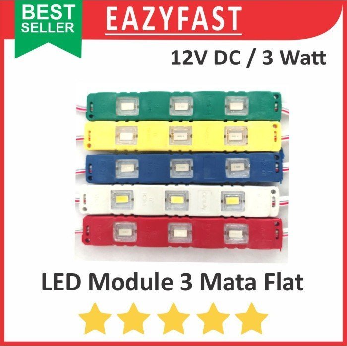 ginee_20241213090213459_0546083270.jpeg Lampu LED Strip Module Modul 3 Mata Flat 12V DC 12 V Volt Motor Mobil - Image 1