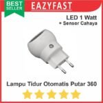 Lampu LED Tidur Otomatis Putar 360 Sensor Cahaya 1 Watt Steker Colok