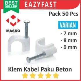 Klem Kabel Paku Dinding Tembok Beton 7mm 8mm 9mm No 7 8 9 mm Masko Supra Cable Clamp Pack 50 pcs