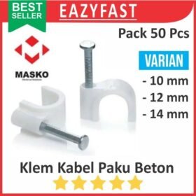 Klem Kabel Paku Dinding Tembok Beton 10mm 12mm 14mm no 10 12 14 mm Masko Supra Cable Clamp Pack 50