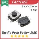Tactile Push Button Switch Key SMD 3x4x2mm 4P 4 Pin Kaki 3 x 4 x 2 mm Saklar Tombol Tact Micro
