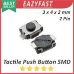 Tactile Push Button Switch Key SMD 3x4x2mm 2P 2 Pin Kaki 3 x 4 x 2 mm Saklar Tombol Tact Micro