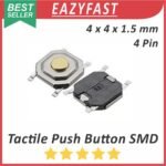 Tactile Push Button Switch Key SMD 4x4x1.5mm 4P 4 Pin Kaki 4 x 4 x 1.5 mm Saklar Tombol Tact Micro
