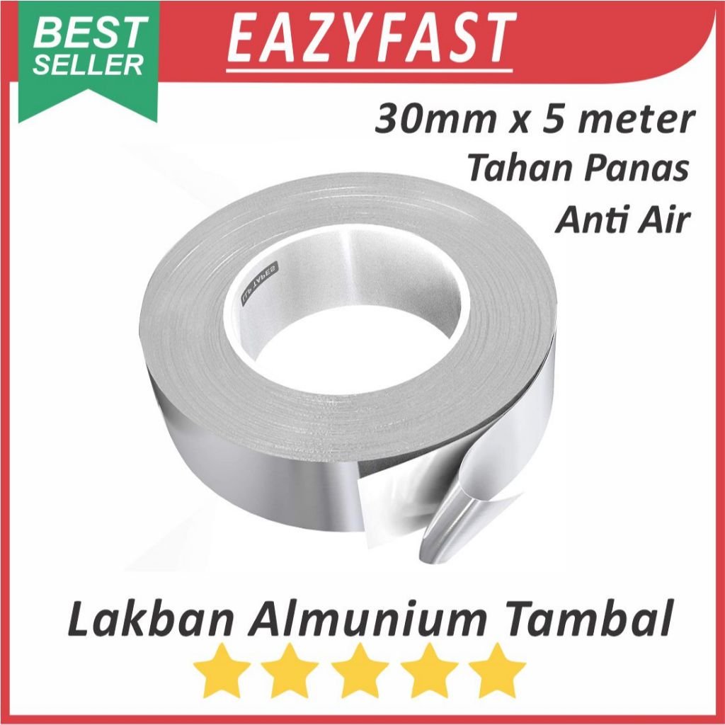 ginee_20251117114103876_0873097276.jpeg Lakban Tape Almunium 5 meter Anti Panas Bocor Air Tambal Alumunium Aluminum Foil Tambal Panci Wajan - Image 1